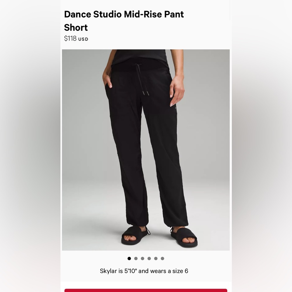 SIZE 0 Black Lululemon Dance Studio Pants